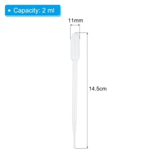 Pipetid 2 ml, pikkus 144 mm, 50 tk komplektis, laboritarvikud, mõõtepipetid, ühekordsed tilgapipetid 2