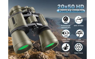 20x50 binokkel kandekotiga, suumiga binokkel transpordikotiga, optilised binoklid 4
