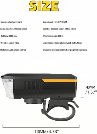 Jalgratta esituli must, USB-laetav jalgrattatuli komplekt, jalgratta LED-esituli, ratta esilamp 4