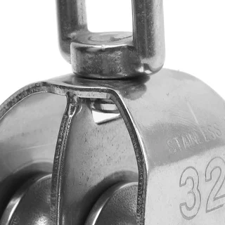 Topeltplokk 32 mm, kahekordne rullik, kandevõime 250 kg, kahekordne köieplokk, kahe rullikuga plokk 2