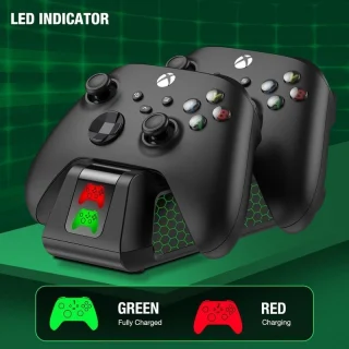 Xboxi puldi laadija, USB-laadimisjaam kahe 1800mAh akuga, Xbox Series X/S ja Xbox One juhtpuldi laadimisalus, Xbox kontrolleri laadimisjaam, Xbox puldipatarei komplekt 5