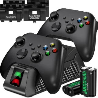 Xboxi puldi laadija, USB-laadimisjaam kahe 1800mAh akuga, Xbox Series X/S ja Xbox One juhtpuldi laadimisalus, Xbox kontrolleri laadimisjaam, Xbox puldipatarei komplekt 1