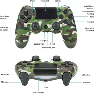 PlayStation juhtmevaba mängupult, puutetundliku paneeli ja Bluetooth-ühendusega, kamuflaažimustriga, mängukontroller, PS puldiga kontroller 4