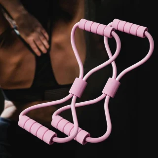 Treeningkumm kaheksakujuline roosa, jooga vastupanukumm, fitnessi kummilint 5