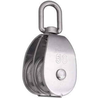 Kahekordne plokk 50 mm, kandevõime 400 kg, topelt-trossirull, kahekordne tõmbrull 1