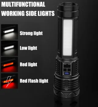 LED taskulamp, laetav, suur 27 cm, 15000 luumenit, eriti pika tööajaga, LED taskulatern, akuga taskulamp 5