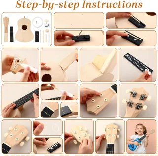DIY akustiline ukulele komplekt, meisterdatav ukulele komplekt, käsitöö ukulele komplekt 5