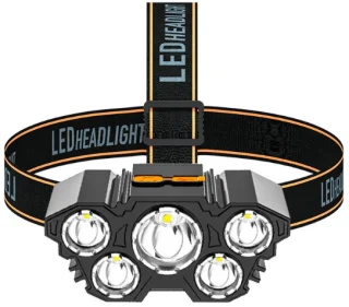 LED pealamp 5 LED-iga, laetav, veekindel, laetav LED pealaterna, veekindel akuga pealamp 2