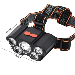 LED pealamp 5 LED-iga, laetav, veekindel, laetav LED pealaterna, veekindel akuga pealamp 4