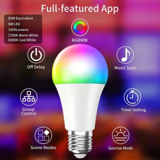 Targa RGB LED-lamp E27 10W koos kaugjuhtimispuldiga, nutipirn, värvimuutev LED-pirn 2