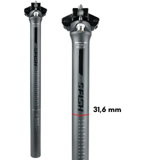 Jalgratta sadulapost 31,6 mm x 350 mm, süsinikkiust, ümmarguste ja ovaalsete siinidega ühilduv, sadulaposti toru, süsinikust sadulapost 1