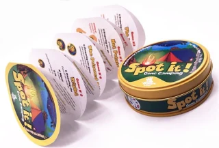 Spot It! kaardimäng Gone Camping, kaasaskantav reisiformaat, 55 ümmargust kaarti, pere- ja seltskonnamäng, lastemäng, lauamäng 4