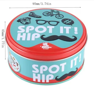 Spot It kaardimäng, 55 kaarti, kaasaskantav metallkarp, kiire vaatlus- ja reaktsioonimäng perele ja seltskonnale, tähelepanu- ja kiirusmäng, seltskondlik kaardimäng 2