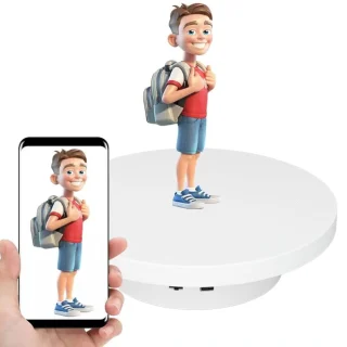 Pöörlev alus 40 cm, 360° vaikselt pöörlev fotode ja tootede esitlemise alus, suur kandevõime, elektriline pöördalus, vitriinialus 5