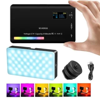 RGB LED kaameravalgusti, 50W, RGB lamp kaamerale, taaslaetava akuga, RGB valguspaneel, fotovalgus 5