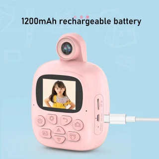 Laste kohene fotoprinteriga selfiekaamera roosa, termoprinteriga 24MP kaamera, laste fotokaamera, laste instax‑tüüpi kaamera 4