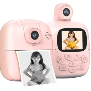 Laste kohene fotoprinteriga selfiekaamera roosa, termoprinteriga 24MP kaamera, laste fotokaamera, laste instax‑tüüpi kaamera 1
