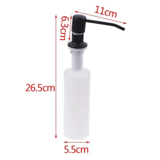 Sissepaigaldatav vedelseebi dosaator, 500 ml, must, sisseehitatav seebidosaator kraanikaussi, tööpinna sisse ehitatav seebipump 2