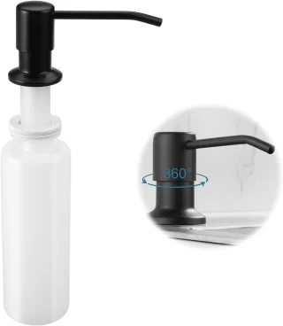 Sissepaigaldatav vedelseebi dosaator, 500 ml, must, sisseehitatav seebidosaator kraanikaussi, tööpinna sisse ehitatav seebipump 4