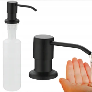 Sissepaigaldatav vedelseebi dosaator, 500 ml, must, sisseehitatav seebidosaator kraanikaussi, tööpinna sisse ehitatav seebipump