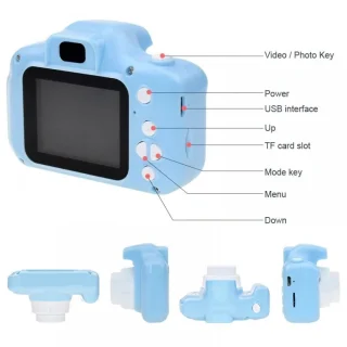 Laste kaamera HD video, sinine mini laste digitaalne kaamera, laste fotokaamera 4