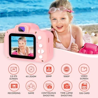Laste digikaamera roosa, laste digitaalne kaamera, laste fotokaamera 4