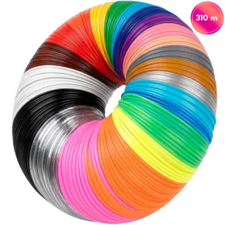 3D-pliiatsi PLA filamentide komplekt 310 m, 31 värvi, 1,75 mm neoon- ja standardsed niidid koos sõrmekaitsetega kunsti- ja käsitööprojektideks, 3D-pliiatsi plastmassniit, 3D-pliiatsi täitefiilament 1