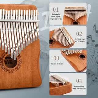Kalimba 21-klahviga pöidlaklaver puidust, sõrmeklaver, pöidlaklaveri pill 4