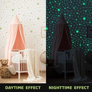 Kuma pimedas kuu ja tähtede seinakleepsud, 30 cm kuu, 423 helendavat kleepsu, seinakleepsud lastetoa kaunistamiseks, helendavad tähekleepsud 3