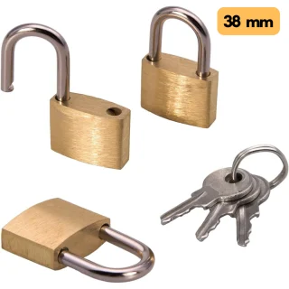 Tabalukk 38 mm, 3 tabaluku komplekt sama võtmega (keyed alike), tabalukukomplekt, väiksed tabalukud