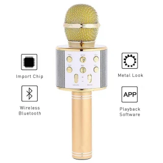 Bluetooth karaokemikrofon lastele, kuldne juhtmevaba karaoke mikrofon, laste karaoke laulumikrofon 3