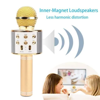 Bluetooth karaokemikrofon lastele, kuldne juhtmevaba karaoke mikrofon, laste karaoke laulumikrofon 4