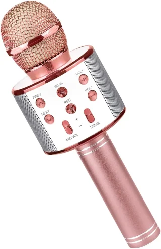 Juhtmevaba karaoke mikrofon, roosa Bluetooth karaokemikrofon lastele, laste karaoke laulumikrofon 2