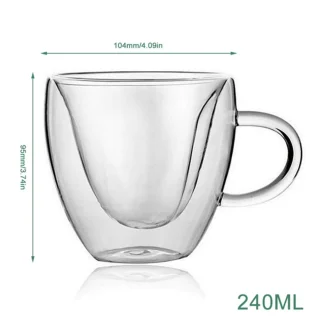 Südamekujuline tass, 240 ml, komplekt 2 tk, südamekujulised klaastassid, südamega joogitassid 3