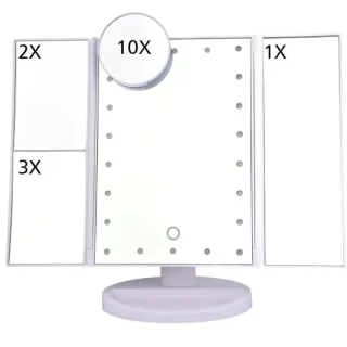 Meigipeegel LED‑valgustusega, valge, kosmeetikapeegel, valgustusega peeglike 4