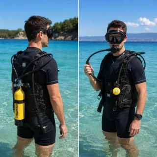 Sukeldumissilinder 1L kollane, sukeldumiskomplekt, varusurupalloon, mini scuba balloon 4