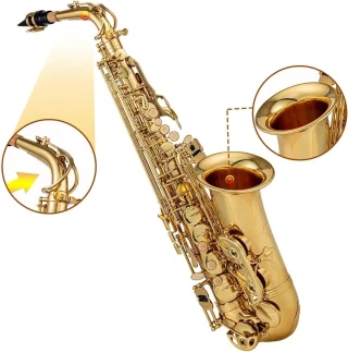 Alto saksofon komplekt, E‑häälestus (Eb) altsaksofon, kuldne altsaksofon, altsaksofonikomplekt, E‑häälestusega kuldne altsaksofon 2