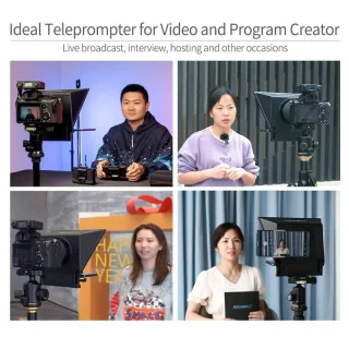Teleprompter nutitelefonile ja tahvelarvutile, splitterklaasiga, teleprompteri ekraan, tekstilugeja kaamera ette 4