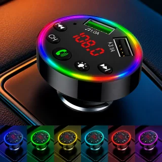 Bluetooth 5.0 auto FM-saatja F9, käed-vabad funktsiooniga, kahe USB-laadimispordiga, LED-ekraaniga, must, FM-moodulaator autosse, Bluetooth FM-raadiosaatja autosse 2