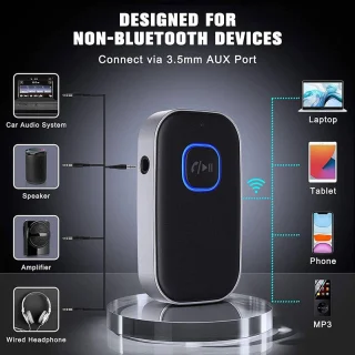 Bluetooth 5.0 helivastuvõtja, 3,5 mm AUX juhtmevaba audioadapter autosse, Bluetooth AUX vastuvõtja, Bluetooth audioadapter autosse 4