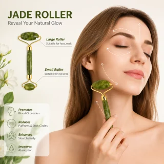 Jadeiteraud näomassaažirull ja Gua Sha lame plaat, nefriitist näorullikomplekt, Gua Sha näomassaažikivi 2
