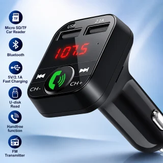 Bluetooth FM saatja autosse, auto FM saatja adapter Bluetooth-helile, Bluetoothiga autohelisüsteemi adapter, auto Bluetooth FM-raadiosaatja 3