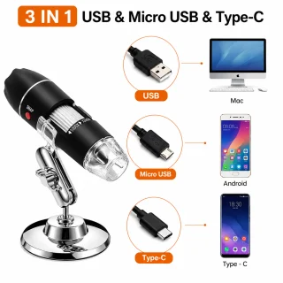 USB digimikroskoop 1600X suurendusega, 2MP mikroskoobi kaameraga, elektrooniline mikroskoop, arvutimikroskoop, USB mikroskoobikaamera 2