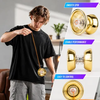 Kullavärvi metallist professionaalne jojo, pöörlev jojo-mänguasi, trikkijojo 2