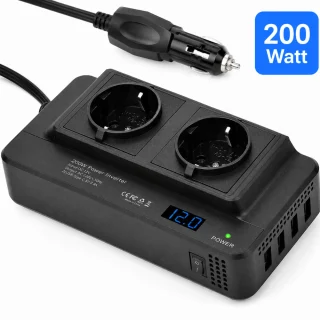Auto inverter 200 W, 12 V kuni 220 V pingemuundur, auto voolu muundur 1