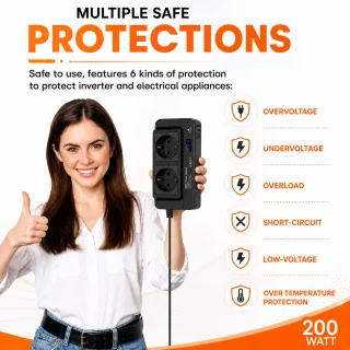 Auto inverter 200 W, 12 V kuni 220 V pingemuundur, auto voolu muundur 3