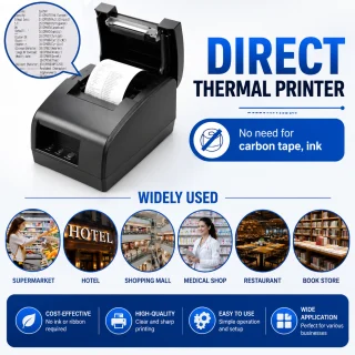 Termoprinter 80 mm, USB-termiline kviitungiprinter POS-kassatšekkide printimiseks, tšekiprinter, POS-kviitungiprinter 4