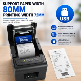 Termoprinter 80 mm, USB-termiline kviitungiprinter POS-kassatšekkide printimiseks, tšekiprinter, POS-kviitungiprinter 2