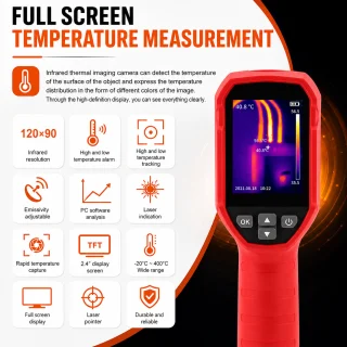 Termokaamera käsiseade 120x90, temperatuurivahemik -20 kuni 400 °C, soojuskaamera, infrapunakaamera 3