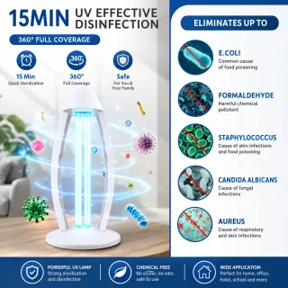 UV-C desinfitseerimislamp 38W antibakteriaalne ultraviolett steriliseerimislamp, UV germitsiidlamp, UV-C bakteritapja lamp 4